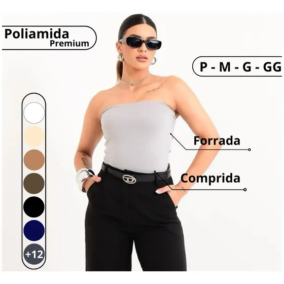 Top Tube Tomara Que Caia Poliamida Cropped Moda Blogueira