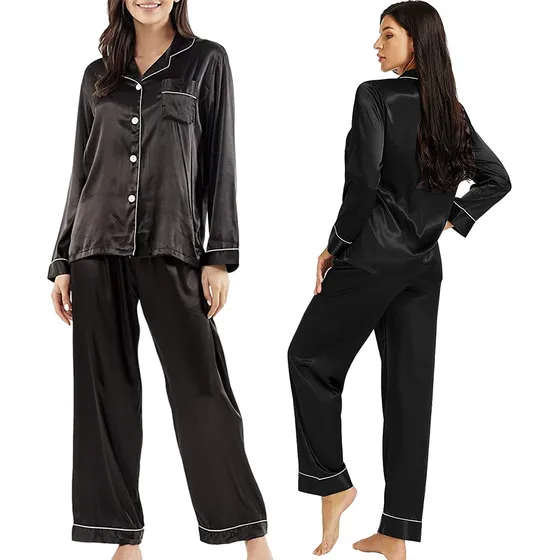 Pijama De Mujer Pantalones De Pijama Mujer De Seda 2 Piezas