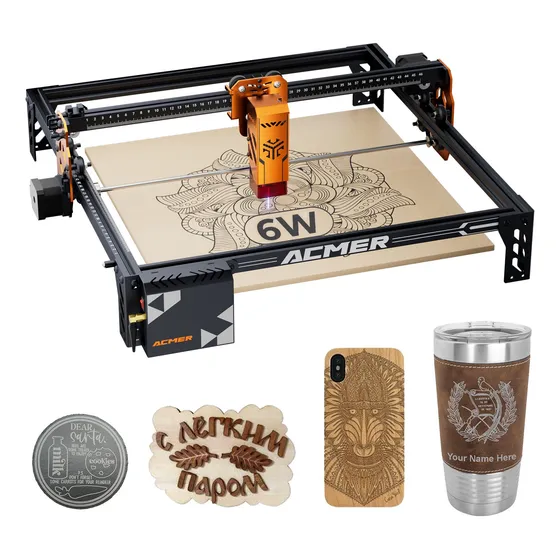 Máquina Láser Cnc Acmer 6w Corte Y Grabado 380x370mm