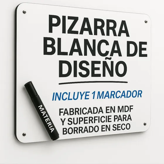Pizarra Blanca Minimalista De 80x120 Con Accesorios Gratis