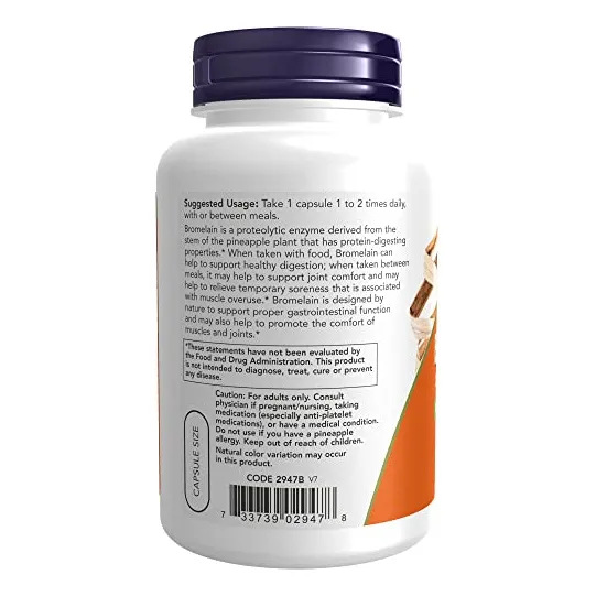 Supplement Now Bromelina 500 Mg 120 Cápsulas Vegetarianas