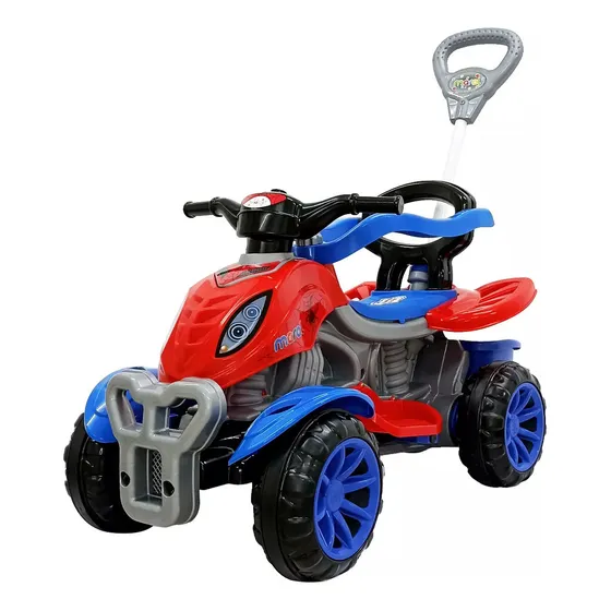 Quadriciclo Carrinho De Passeio Infantil Haste Pedal Rosa Vermelho