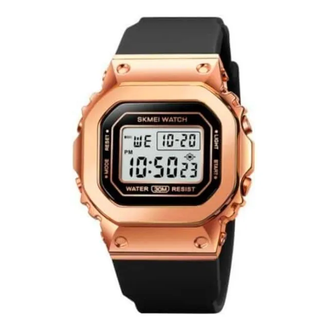 Skmei - Reloj Digital 1796rgbk Para Hombre Correa Negro Bisel Dorado Oscuro