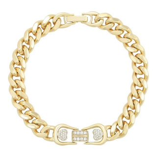 Brazalete Oro 14k Lam Grueso Cristal 19cm X 11mm Dije Regalo Brazalete Oro 14k Lam Grueso Cristal 19cm X 11mm Dije Regalo