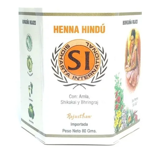 Tintura permanente Sidharta International Tinte Natural Henna Hindú tono borgoña rojizo para cabello