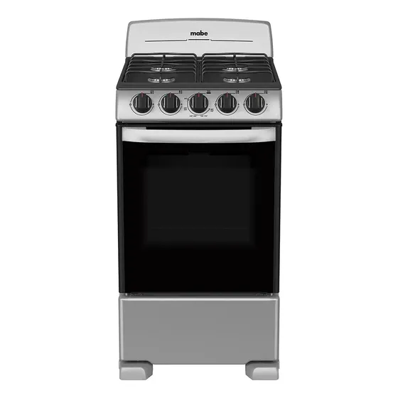 Mabe Estufa Mabe Em5032baps1 A Gas 4 Quemadores Plateada Puerta Con Visor