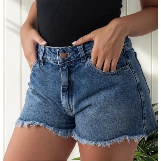 Short Jean Mujer Byh Jeans - Estilo Comodidad Clasico Flecos