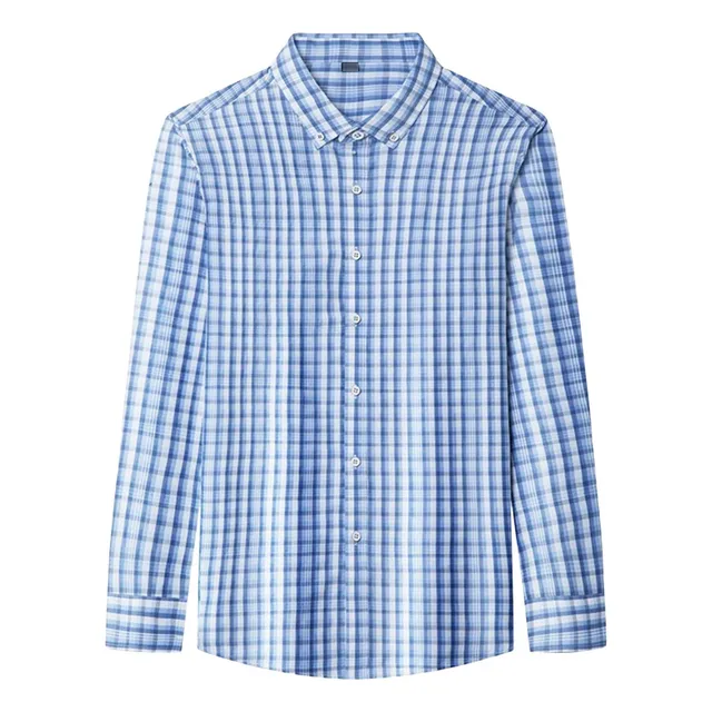 Camisa Negocio Cuadro Para Hombre Manga Larga Boton Casual