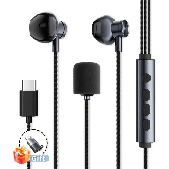 Fone De Ouvido Com Fio Usb C Microfone Embutido