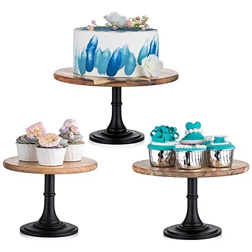 3 Pcs/set Wood Cake Stand Handcrafted Cake Pedestal, R85d3