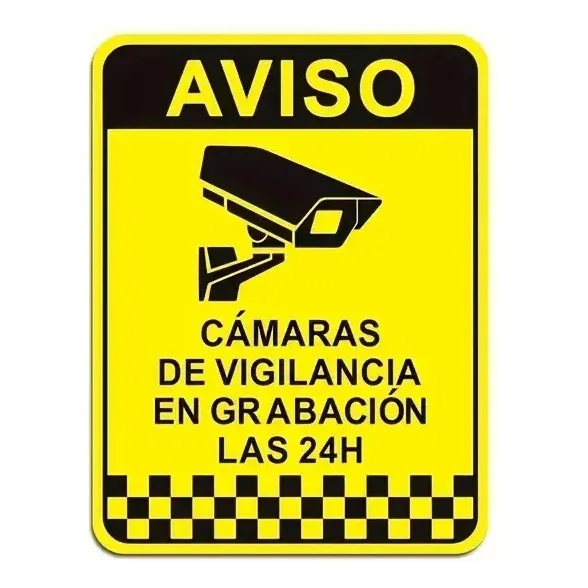 Cartel Alerta Aviso Señal Camara Vigilancia Adhesivo X2