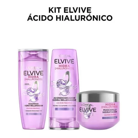 Kit Elvive Hidra Hialurónico Shampoo, Acondicionador Y Crema
