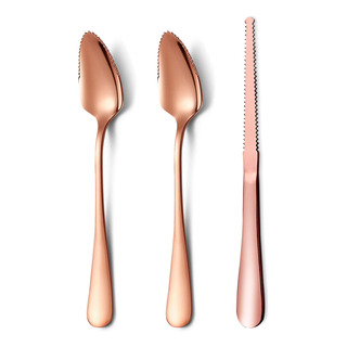 Juego De 3 Cucharas De Pomelo De Oro Rosa Y Acero Inoxidable Juego De 3 Cucharas De Pomelo De Oro Rosa Y Acero Inoxidable