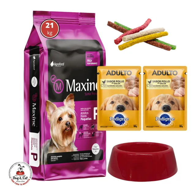 Alimento Perro Maxine Adulto Raza Peq. 21kg + Regalos