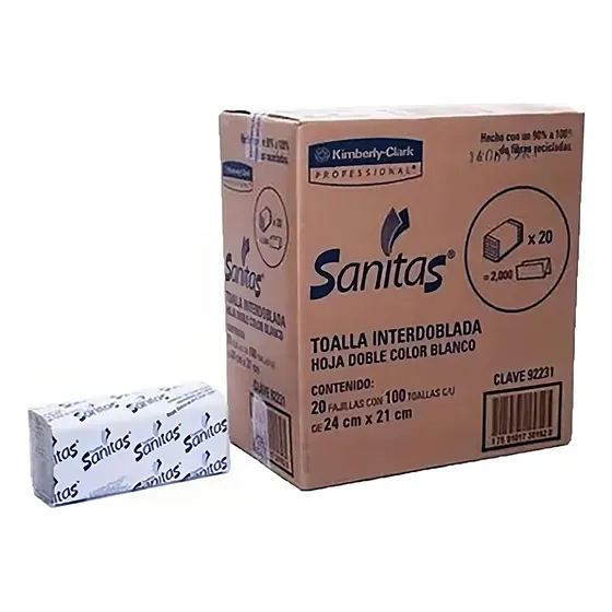 Sanitas Kimberly Clark Toalla Para Manos Interdoblada Caja 2000 Pz