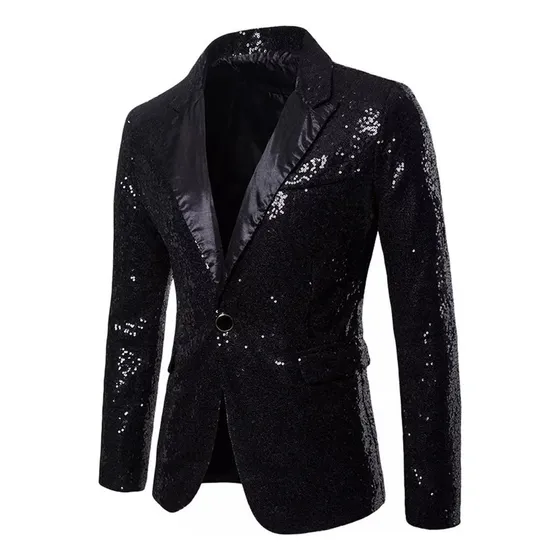 Chaquetas De Hombre S Charm Casual Button Fit Cabolsa Sequin