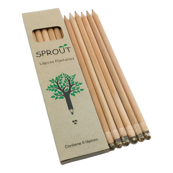 Lápiz Madera Plantable Sprout Caja X 6 Unidades Huerta Mix