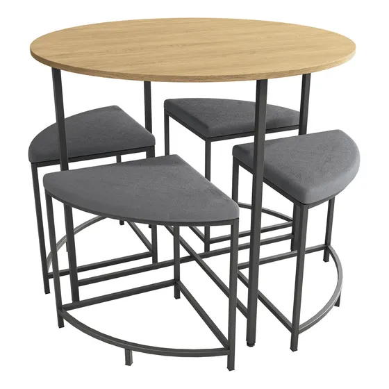 Mesa Redonda Industrial Atma Li038-frprf Con 4 Bancos