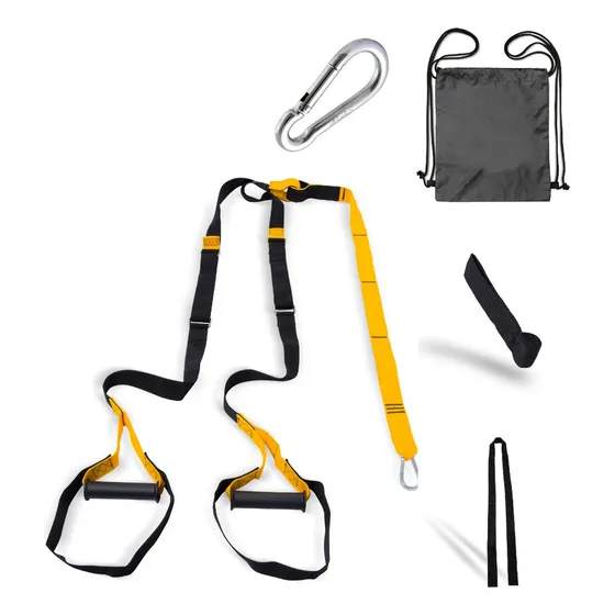 Fita Suspensao Funcional Tipo Trx Exercício Kit Be Stronger Cor Preto/Amarelo