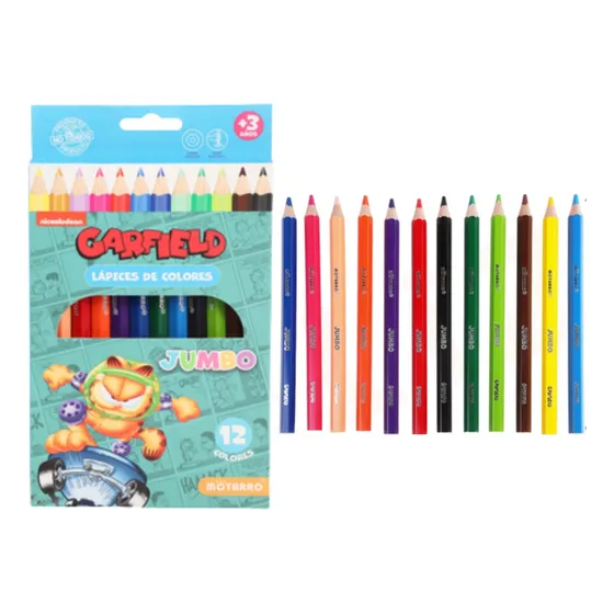 Lápices De Colores Garfield 12 Un. Hexagonal Tamaño Jumbo