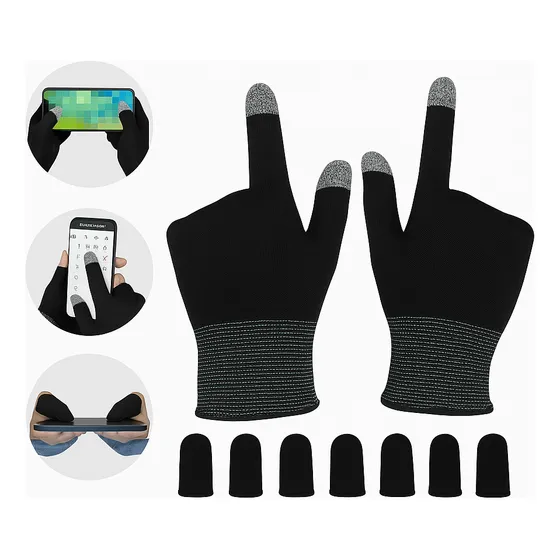 Guantes Táctiles Ultrafinos Antideslizantes Unisex Celular Negro Único