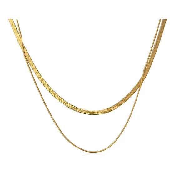 Collar Gargantilla Dama Acero Tejido De Serpiente Oro De 18k