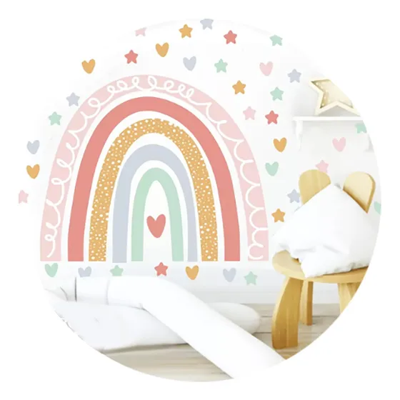 Vinilo Infantil Nordico Arcoiris Estrellas Corazones