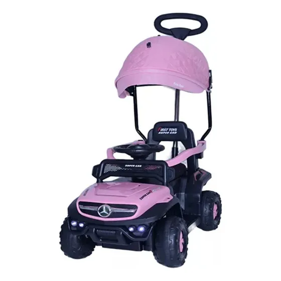 Carrito A Bateria Mercedes Benz Con Push Electrico Color Rosa