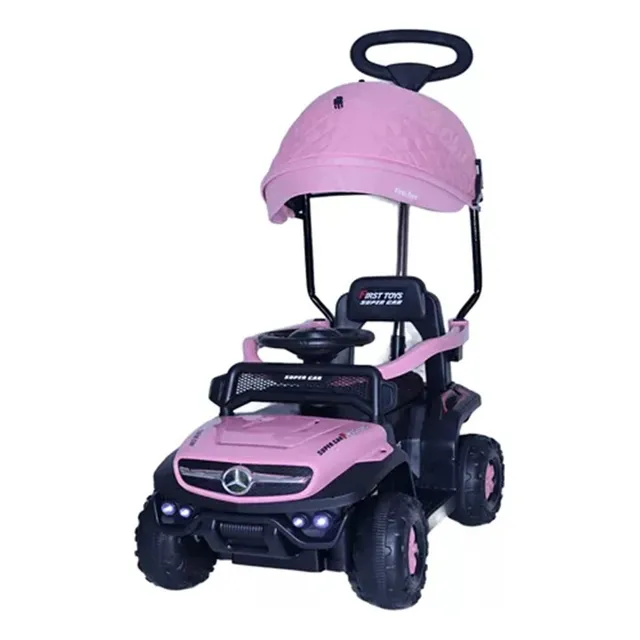Carrito A Bateria Mercedes Benz Con Push Electrico Color Rosa