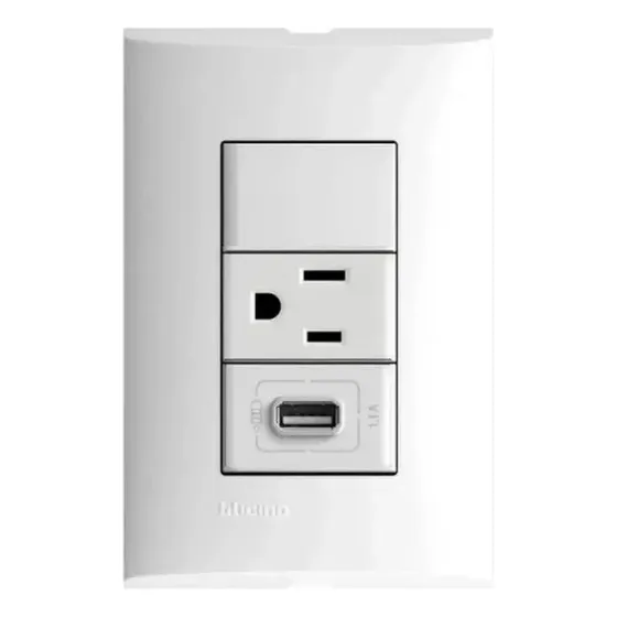 Apagador Escalera + 1 Contacto Eléctrico + Usb Placa 10pzas