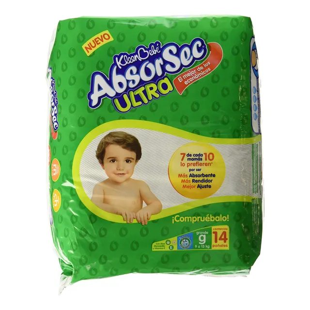 Kleenbebé Absorsec Ultra Pañal Talla G, Paquete Con 14