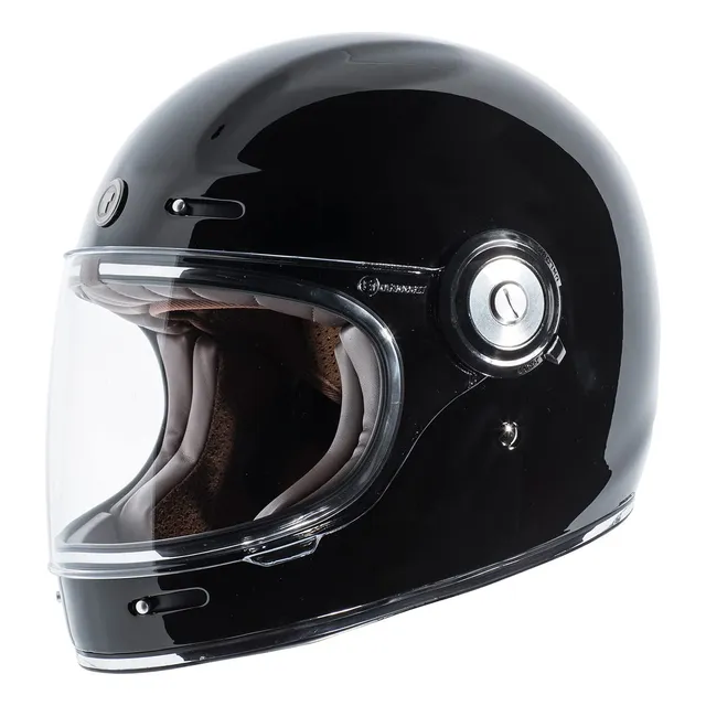 Casco De Moto Torc T1, Retro, Integral, Negro Brillante, Tal