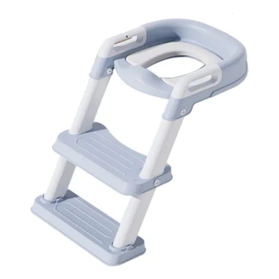 Adaptador Reductor De Inodoro Baños Con Escalera Infantil Color Azul Acero Lisa