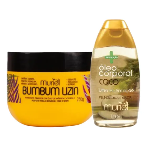 Óleo Corporal Coco 100ml + Bumbum Lizin 250g Muriel