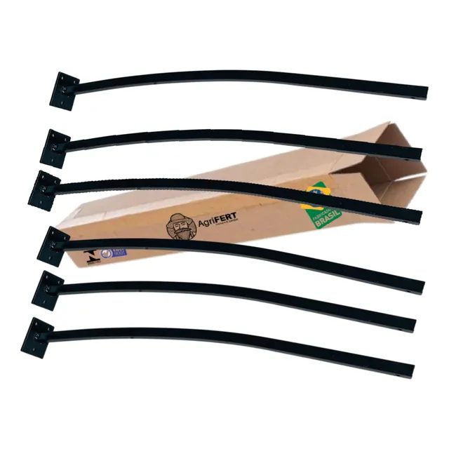 Kit 6 Suportes Haste Metal P/ Refletor Led Fachada 1m Curvo