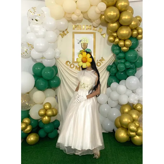 Vestido Primera Comunión Combo Con Zapatos Y Guantes