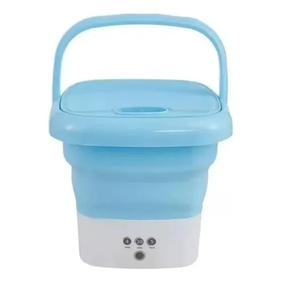 Mini Lavadora Portátil Eléctrica Plegable Color Celeste