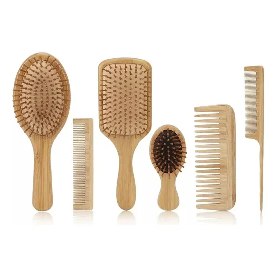 Cepillos Juego 6pcs De Bambú De Peine Para El Antiestático