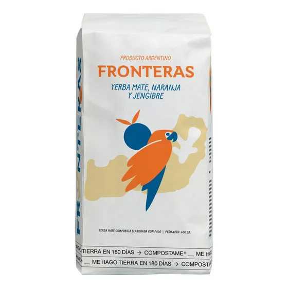 Repuesto Yerba Orgánica Fronteras 500gr. Jengibre Y Naranja