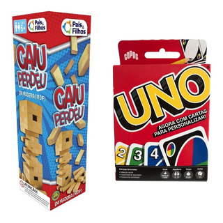Jogo Torre De Madeira Jenga Torremoto + Jogo Uno Copag Orig Jogo Torre De Madeira Jenga Torremoto + Jogo Uno Copag Orig