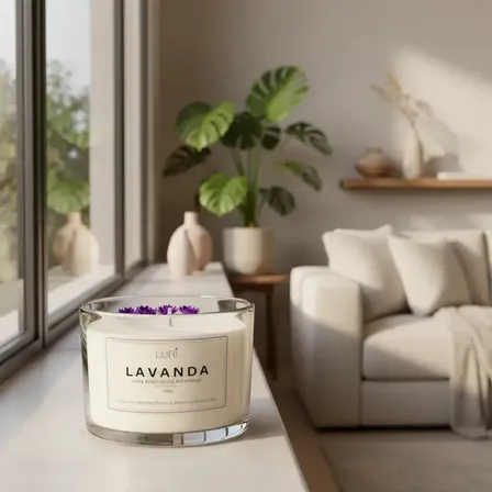 Vela Aromática Lavanda 120g Luri Artesanal Perfumada Branco Luri Lavanda