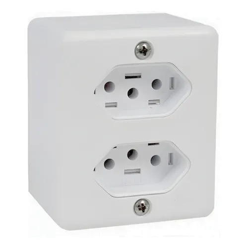 Tomada Externa Dupla Perlex Sistema X 10A 250V Cor Branco
