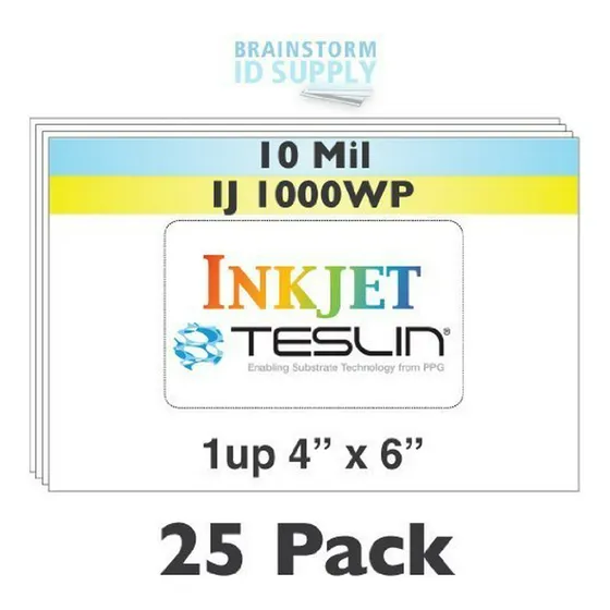 Papel Inkjet Teslin® - 4  X 6  - 1-up - 25 Hojas