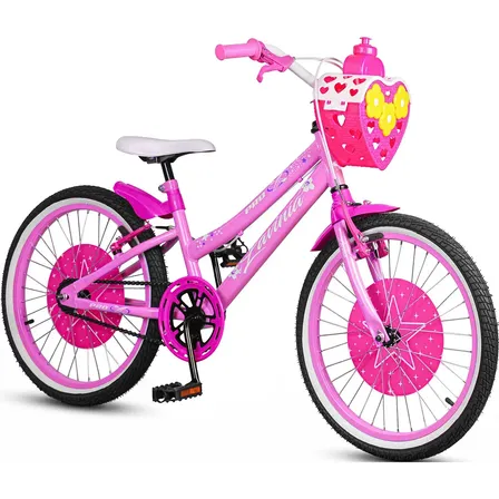 Bicicleta Aro 20 Menina 6, 7, 8 Anos Lavínia Infantil Retrô Rosa Único