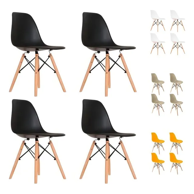 Cadeira De Jantar EmpĂłrio Tiffany Eames Cor Preto 4 Unidades Cadeira De Jantar EmpĂłrio Tiffany Eames Cor Preto 4 Unidades