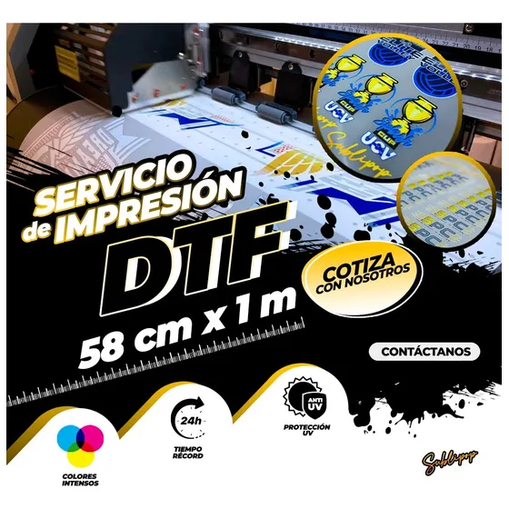 Impresion Y Estampado Dtf 58cm A Fullcolor De Ancho