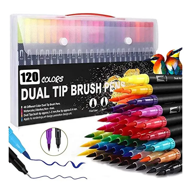 / Marcadores Plumones Doble Punta Pincel Iforu 120 Colores