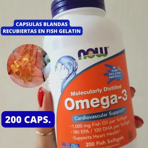 Omega 3 ( 180 Epa 120 Dha ) 200caps Blandas Recubiertas Now Sabor No Hay