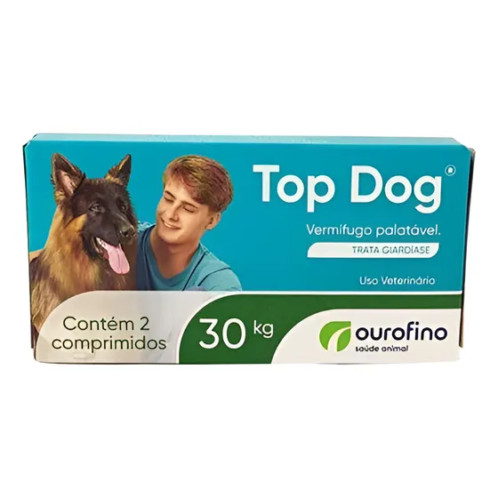 Vermífugo Top Dog 30kg Ouro Fino - 2 Comprimidos