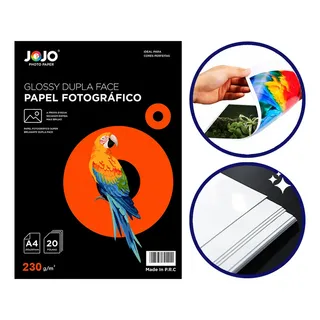Papel Fotográfico Glossy Dupla Face 230g A4 20 Folhas Jojo Branco